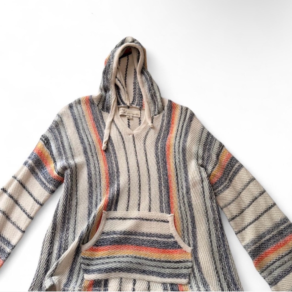 Vintage Havana Beige and Orange Striped Hooded Sweater